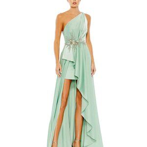 Mac Duggal Women's Embellished One Shoulder Asymmetrical Gown - Size 12 Sage